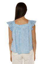 Load image into Gallery viewer, Laurent Stripe Flutter Top - Sunday Stripe Blues
