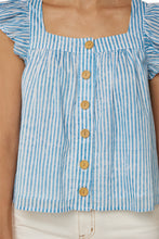 Load image into Gallery viewer, Laurent Stripe Flutter Top - Sunday Stripe Blues
