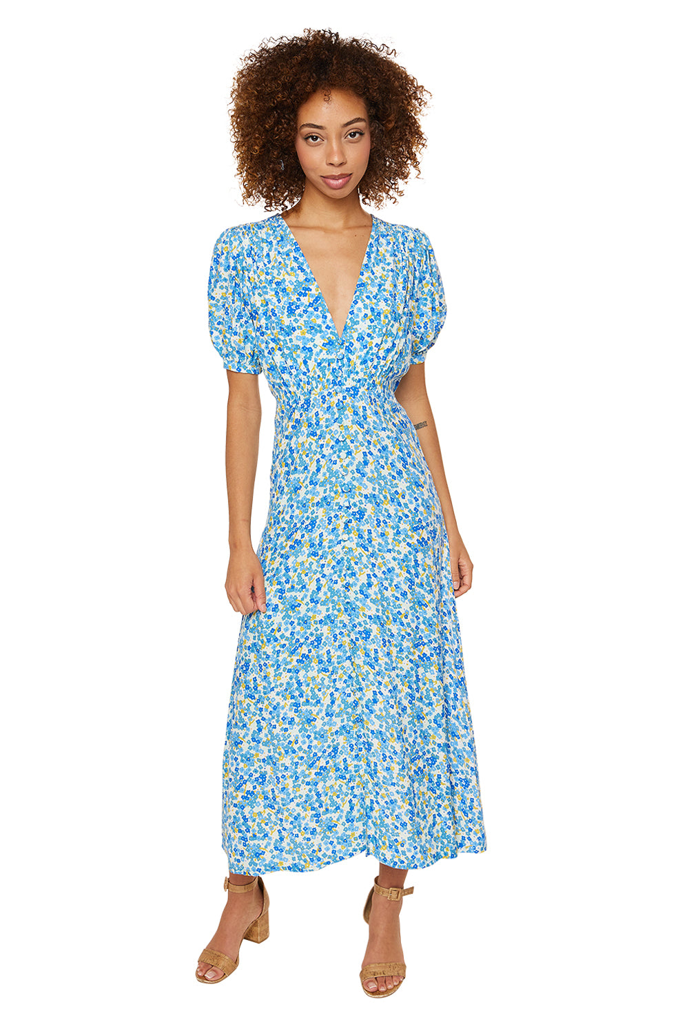 Bellavista Midi Dress - Lou Floral Print Blue