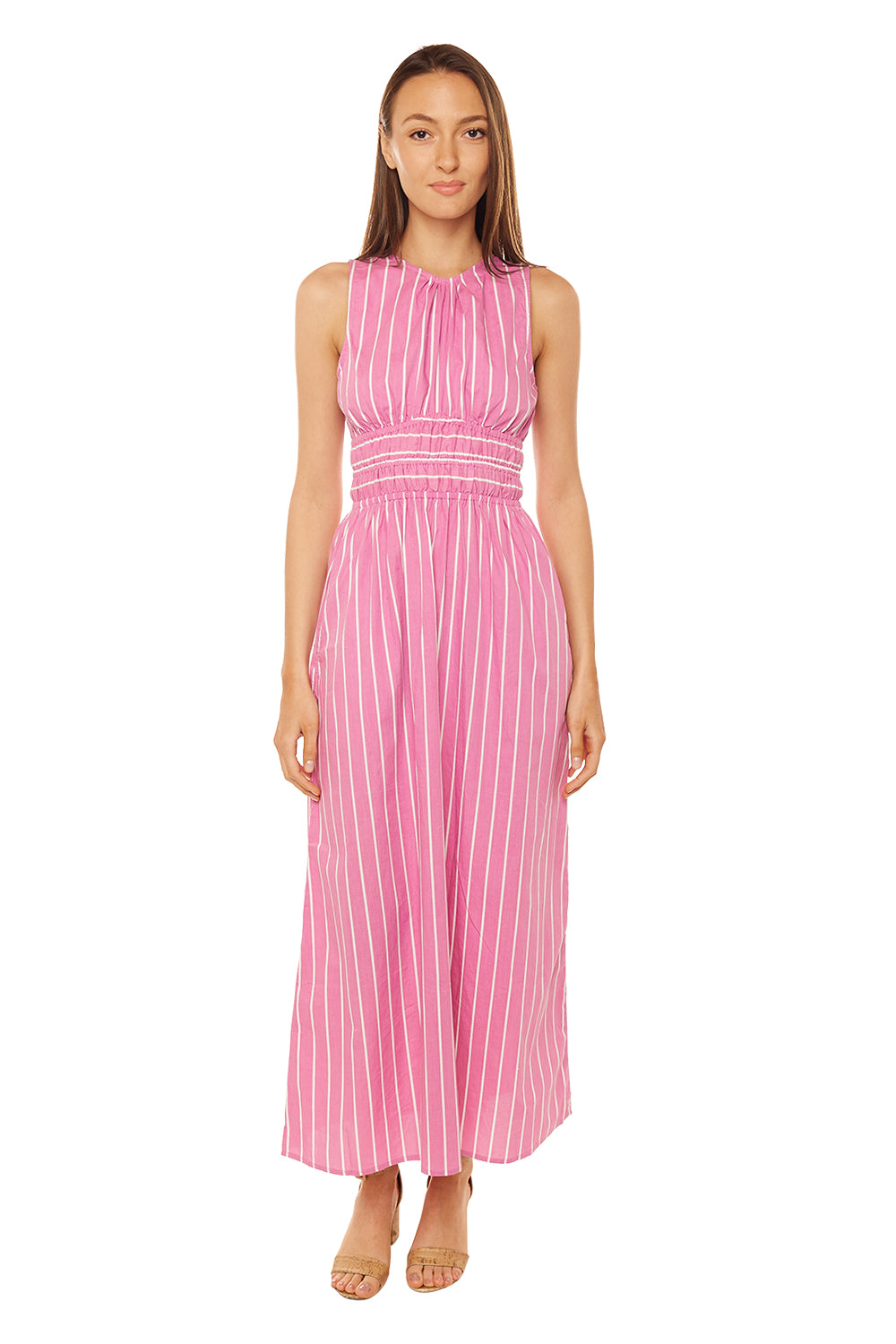 Jean Midi Dress - Adia Stripe Print Lilac