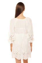 Load image into Gallery viewer, Alex Short Dress with Sash - Tangier Border Embroidery Salt
